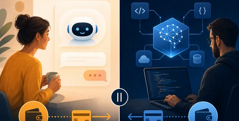 以分流構圖呈現 ChatGPT 訂閱服務與 OpenAI API 分開計費的概念。