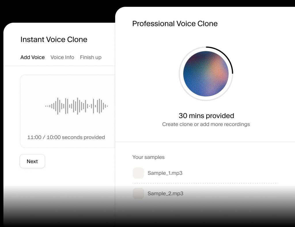 ElevenLabs 2026 Instant Voice Clone 與 Professional Voice Clone 官方介面