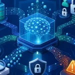 企業生成式 AI 資料安全治理概念圖，呈現資料分級、權限、知識庫與風險監控。