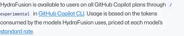 GitHub Copilot CLI 中更新、開啟實驗功能並選擇 HydraFusion Research Preview 的操作畫面